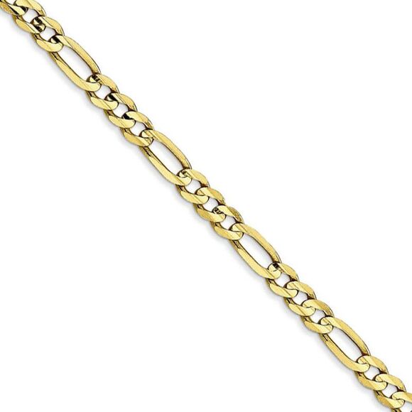 4mm, 10k Yellow Gold, Concave Figaro Chain Necklace, 16 Inch - Picture 1 of 8